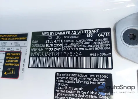 2014 Mercedes-Benz E 350 из США, поврежденный, VIN WDDKJ5KB2EF278734